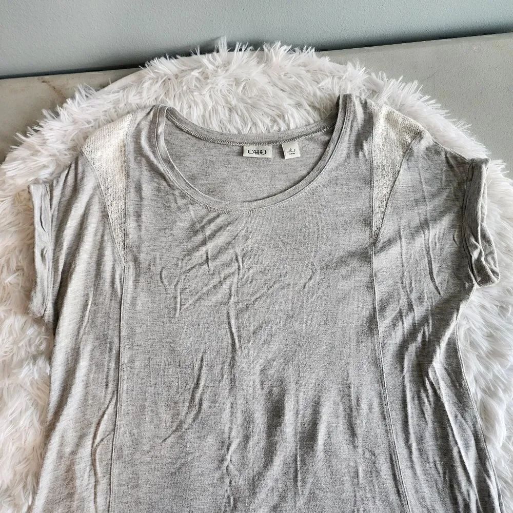 Cato Gray Flared Short Sleeve Tunic - Picture 6 of 11